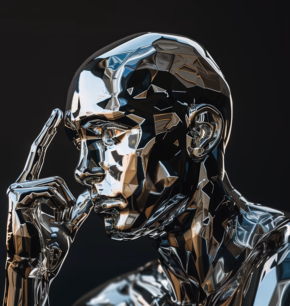 Thinking man made out of steel.